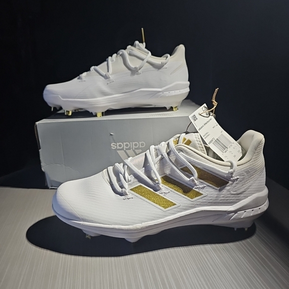 Adidas Adizero Afterburner‎ 8 Mens Size 8 White Gold Running Baseball Cleats NWT main image 11